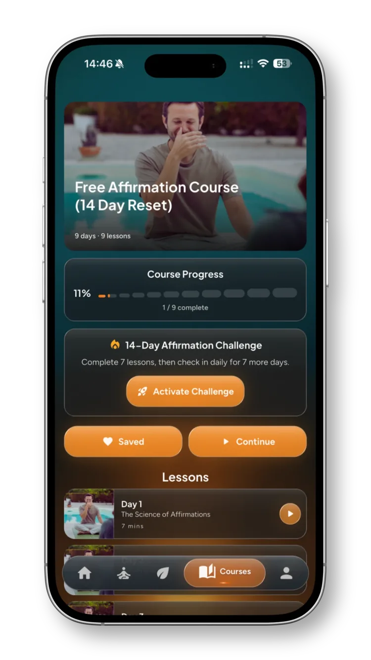 The Free Affirmation Course (14 Day Reset) inside the Soma app