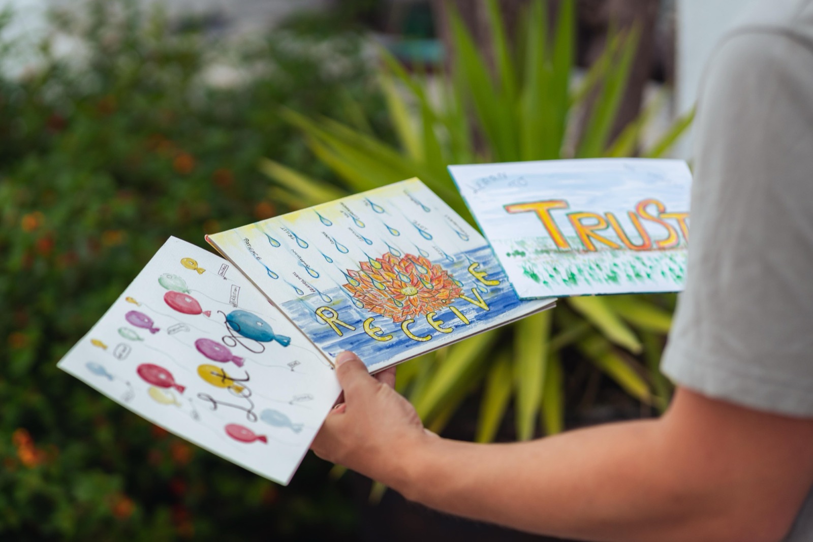 Affirmations written by hand in a journal.
